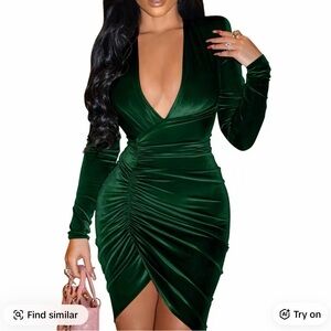 Elegant Green Velvet Dress